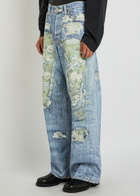 Acne Studios Printed Wide-leg Jeans Blue Denim Other