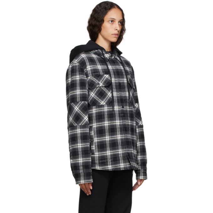 Off-White Black and White Flannel Hoodie Jacket Off-White