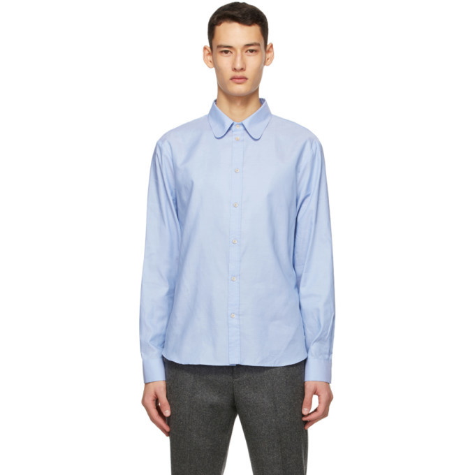 Photo: Gucci Blue Oxford Round Collar Shirt