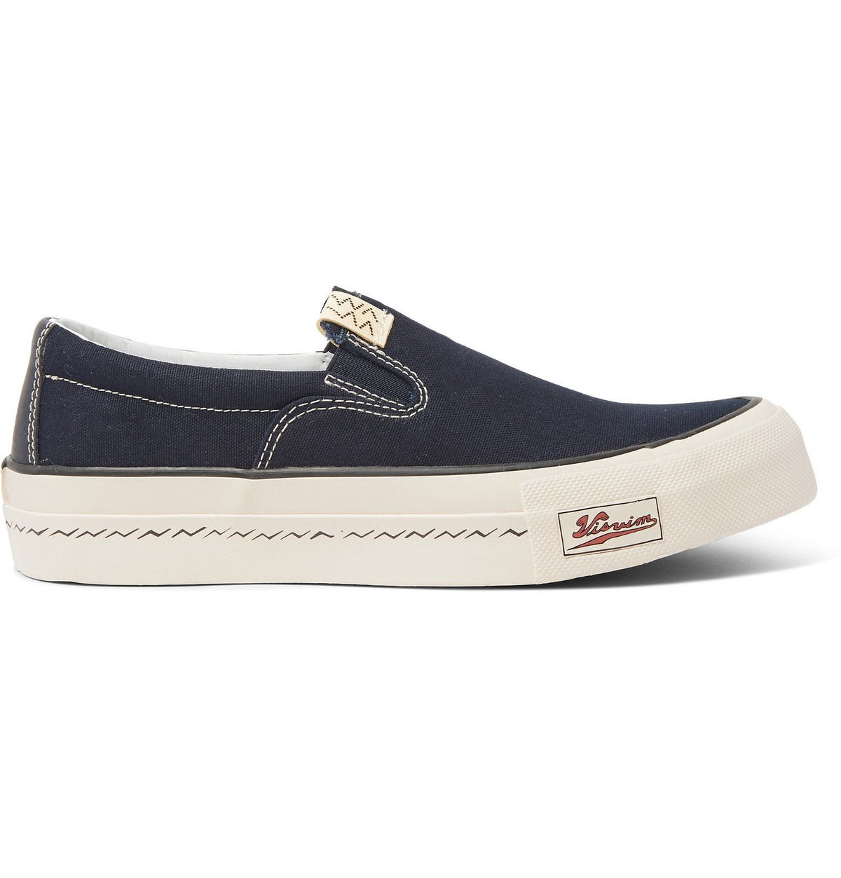 visvim - Skagway Leather-Trimmed Canvas Slip-on Sneakers - Blue Visvim