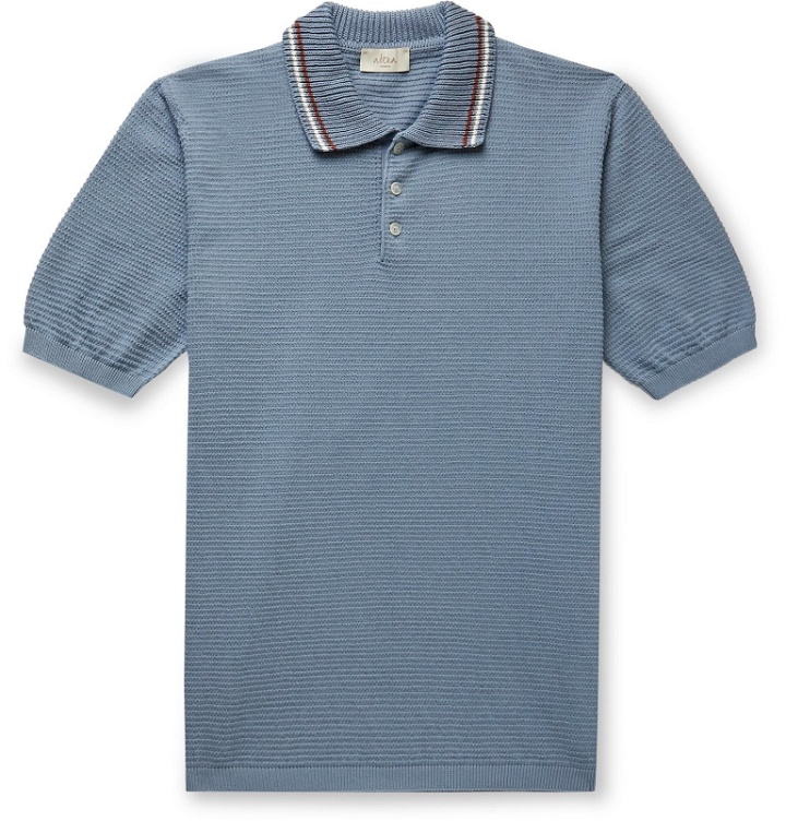Photo: Altea - Contrast-Trimmed Cotton Polo Shirt - Blue