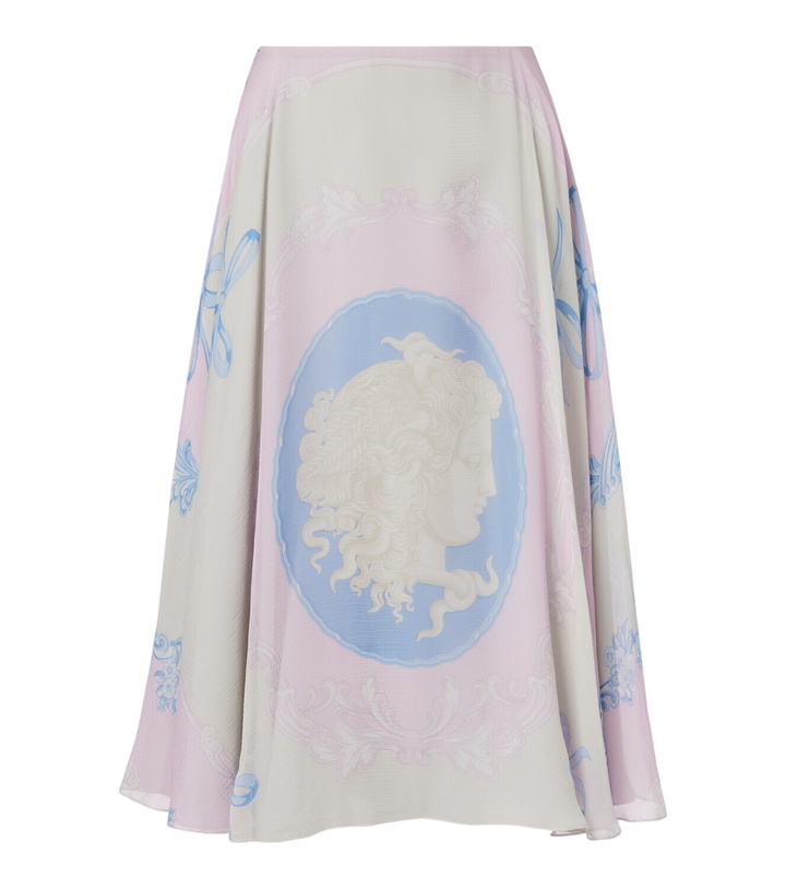 Photo: Versace Medusa Cameo silk crêpe midi skirt