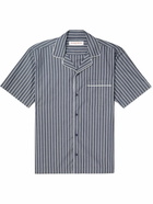 Orlebar Brown - Marne Camp-Collar Piped Pinstriped Cotton-Poplin Shirt - Blue