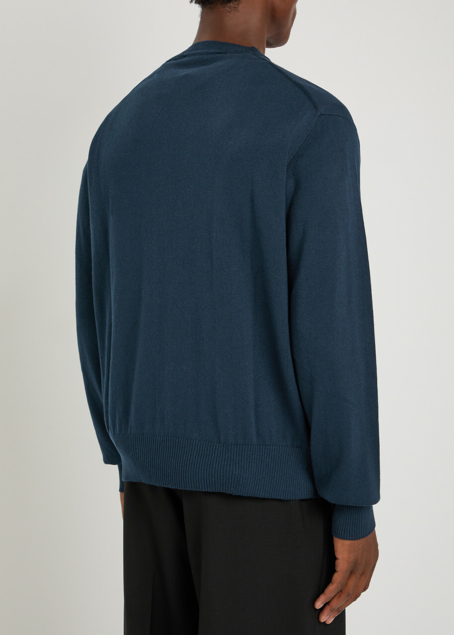 Vivienne Westwood Chaos Printed Cotton and Cashmere-blend Jumper Navy