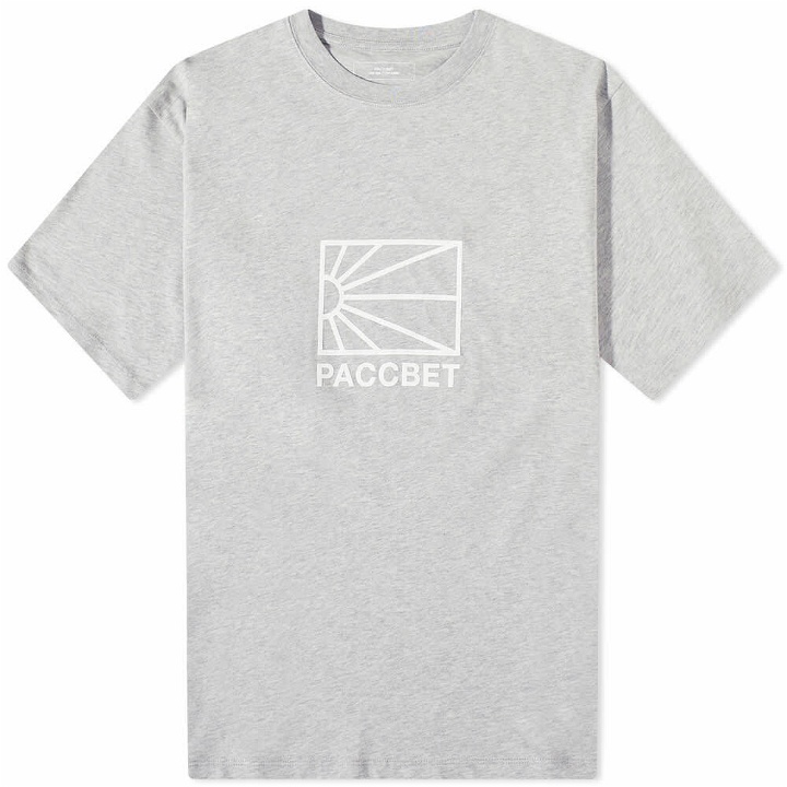 Photo: PACCBET Men's Sun Logo T-Shirt in Grey Melange