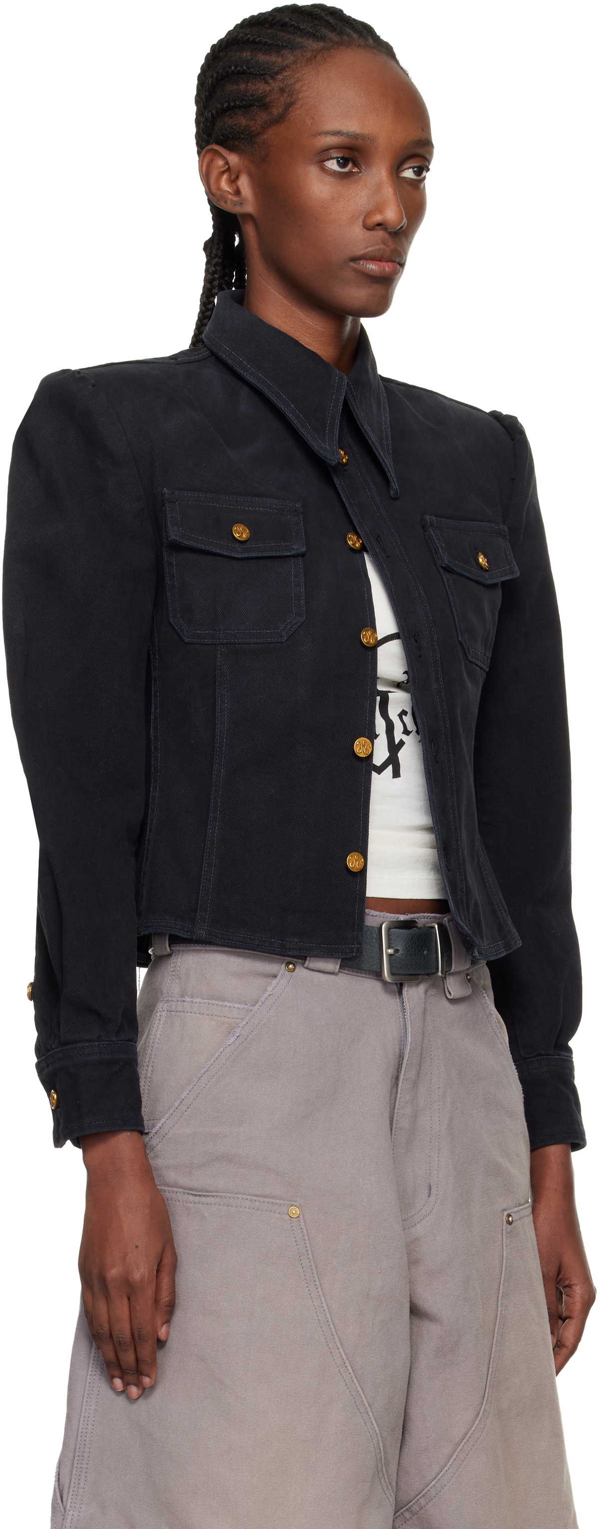 WILLY CHAVARRIA Black Denim Chavela L/S Shirt