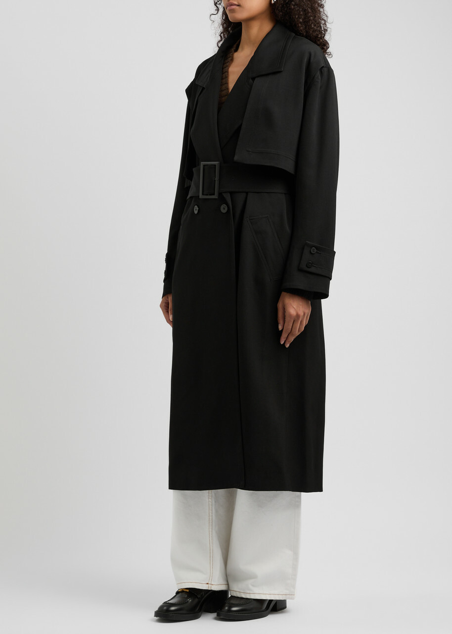 JW Anderson Belted Wool Trench Coat Black