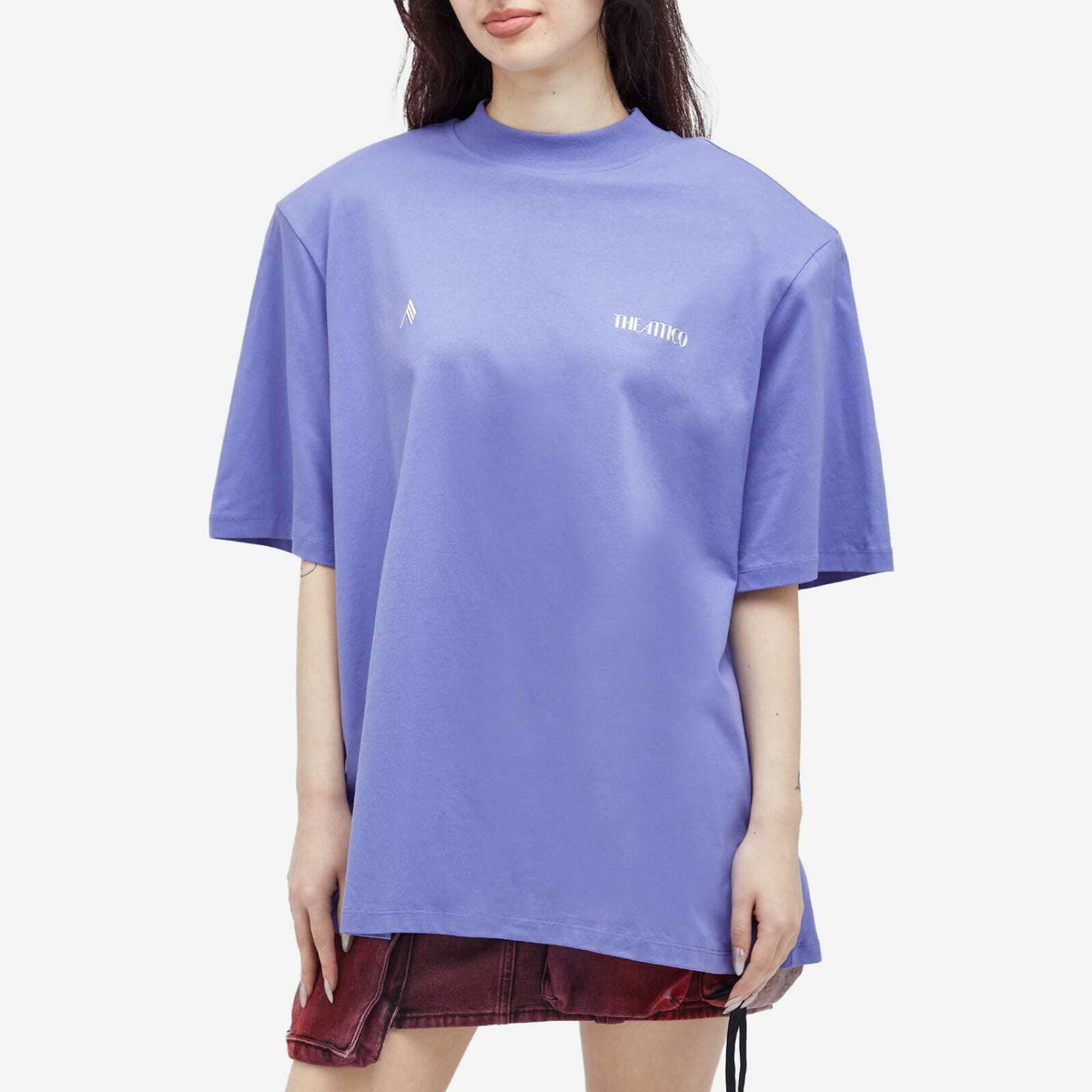 The Attico Women's Kilie Oversized Logo T-Shirt in Violet