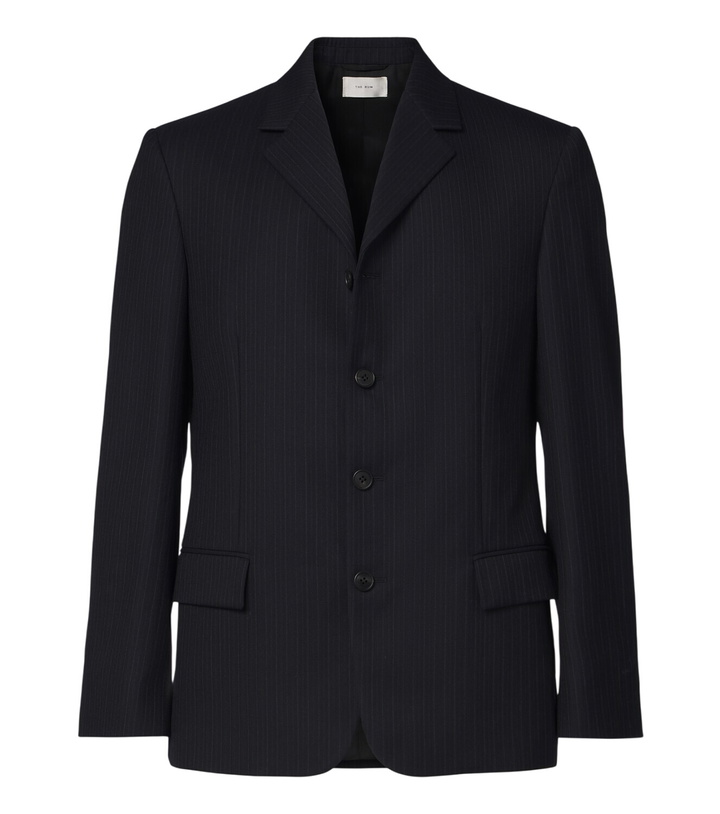 Photo: The Row Reda chalk stripe wool suit jacket