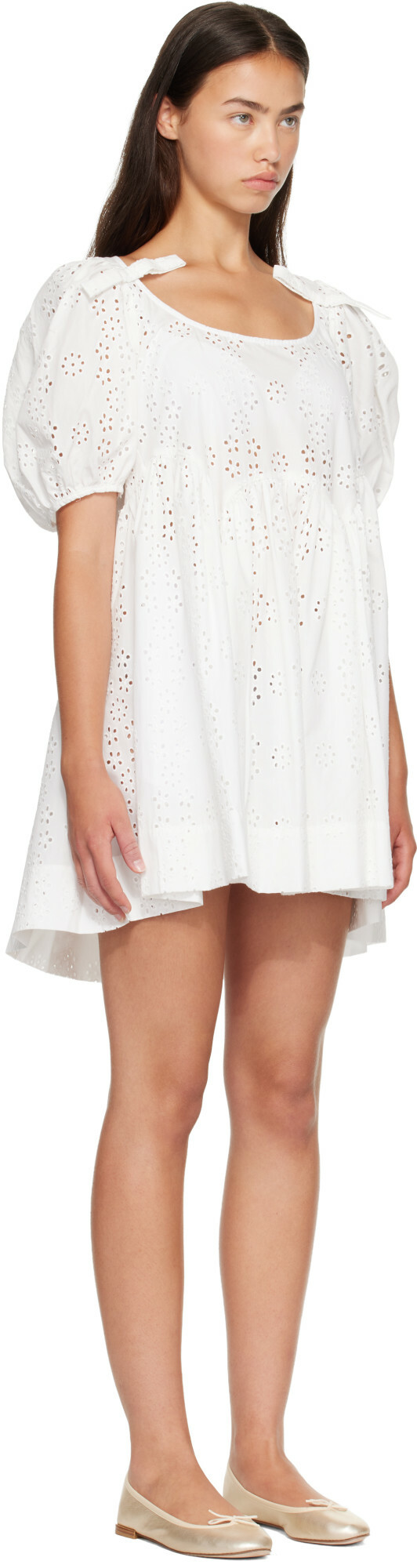Sandy Liang White Hugo Midi Dress
