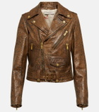 Golden Goose - Leopard-print leather biker jacket