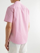 Club Monaco - Camp-Collar Cotton-Blend Seersucker Shirt - Pink