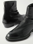 424 - Marathon Ruched Leather Cowboy Boots - Black