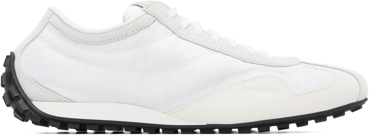 BALMAIN White Racing Low Sneakers