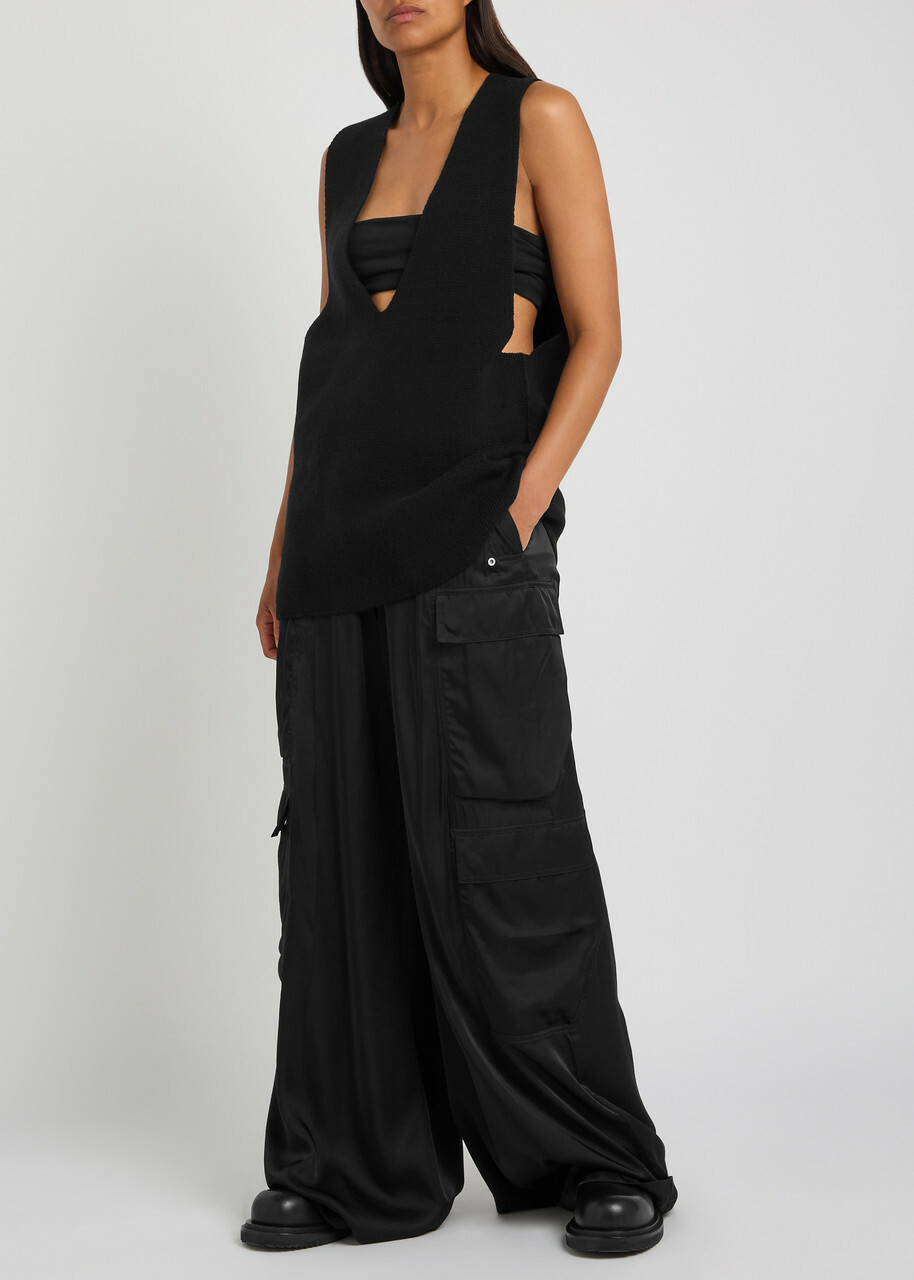 Rick Owens V-neck Cashmere and Wool-blend Tank top Black