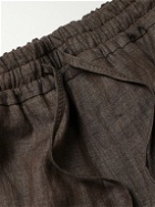 Kingsman - Straight-Leg Linen Drawstring Trousers - Brown