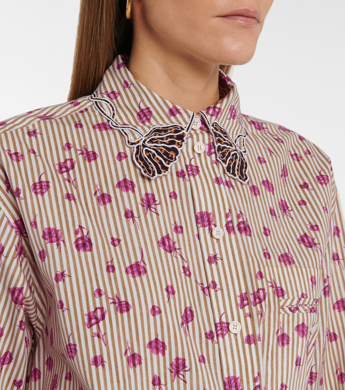 Chloe - Floral striped cotton shirt Chloe