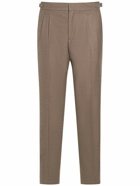 LORO PIANA - Wool Pleated Pants W/ Buckle Straps