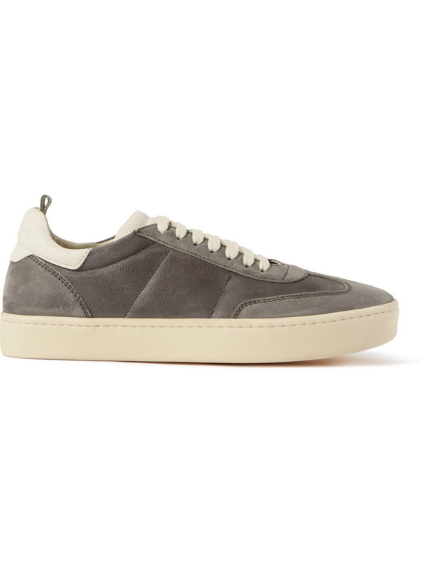 Photo: Officine Creative - Kombined Suede-Trimmed Leather Sneakers - Gray