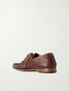 Yuketen - Italian Hex Eye Leather Boat Shoes - Brown