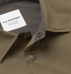 And Wander - Reflective-Trimmed Shell and Mesh Shirt - Army green