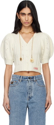 Chloé White Puff-Sleeve Wool & Cashmere Knit Cardigan