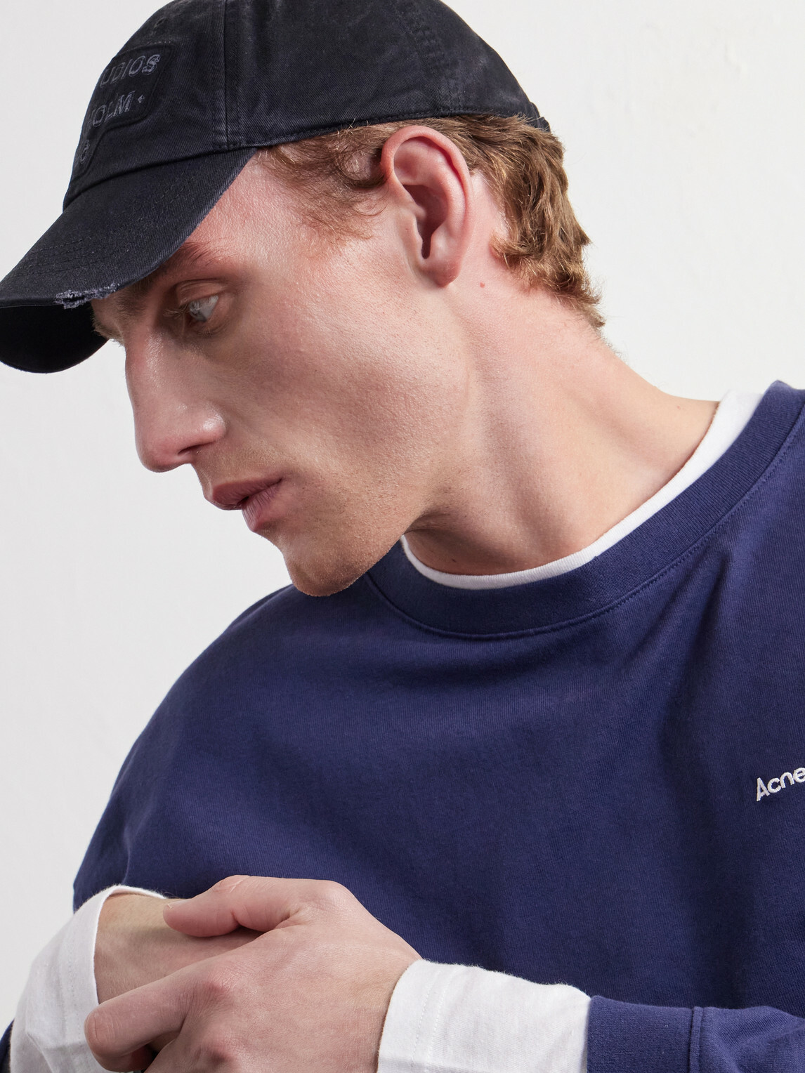Acne Studios - Logo-Printed Distressed Cotton-Twill Baseball Cap - Black