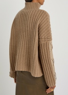 Skiim Justine Lace-up Leather and Cashmere Jumper Beige