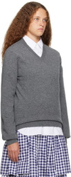 Comme des Garçons Shirt Gray V-Neck Sweater