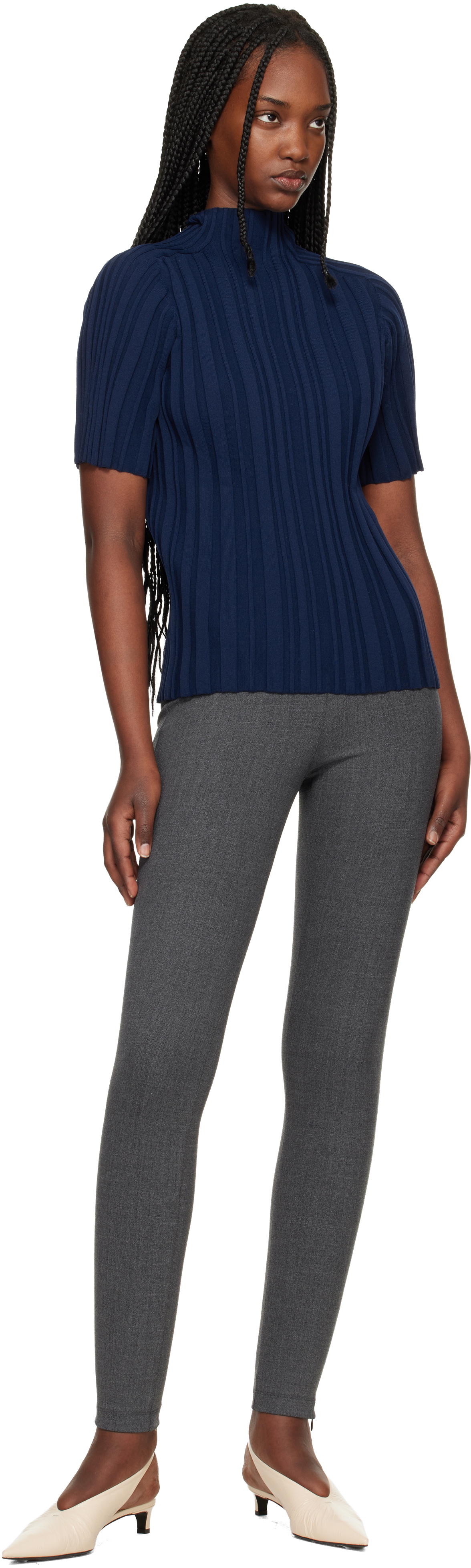 Jil Sander Gray Trouser Leggings