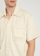 Amiri Logo-embroidered Denim Shirt Ecru
