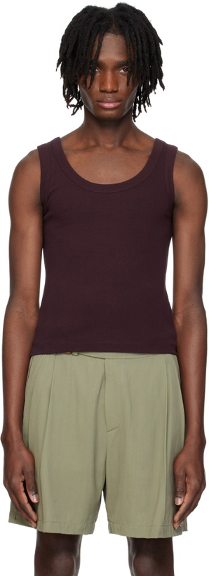 Photo: RECTO Burgundy Scoop Neck Jersey Tank Top