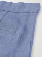 De Bonne Facture - Straight-Leg Linen Drawstring Trousers - Blue