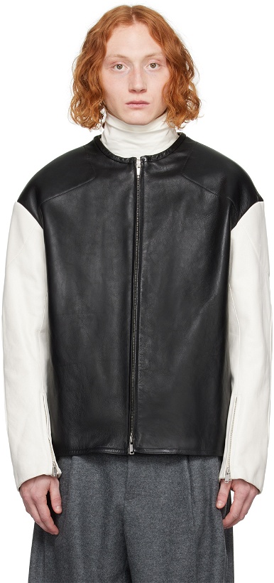 Photo: Jil Sander Black & White Padded Leather Jacket