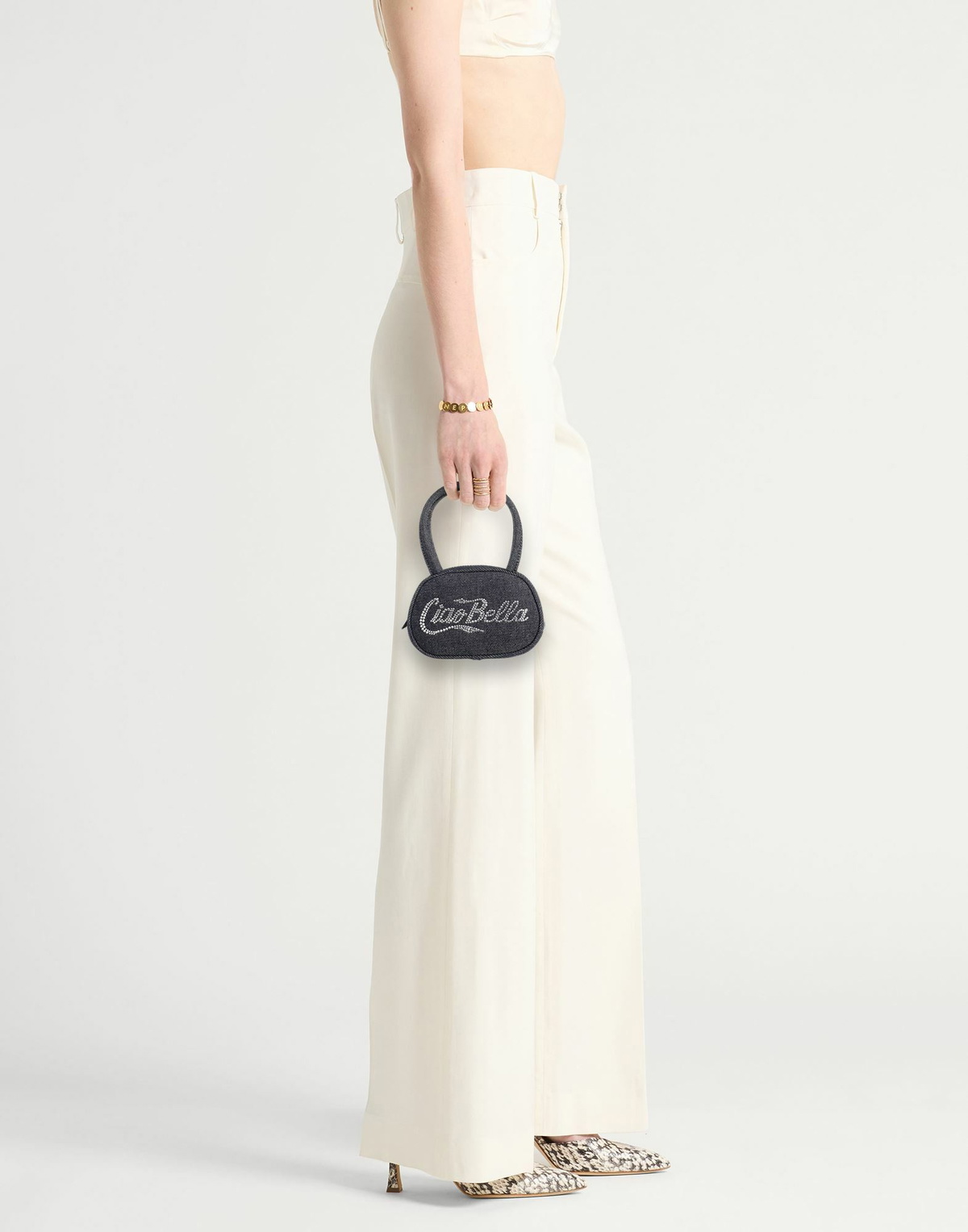 Amina Muaddi Womens Handbag in Blue