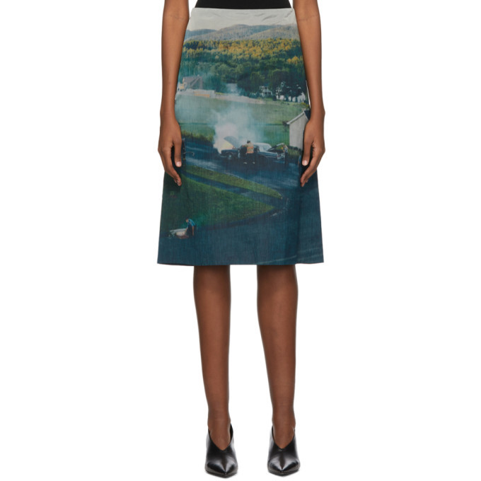 Photo: Namacheko Blue and Green Silk Gregory Mid-Length Skirt