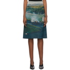 Namacheko Blue and Green Silk Gregory Mid-Length Skirt
