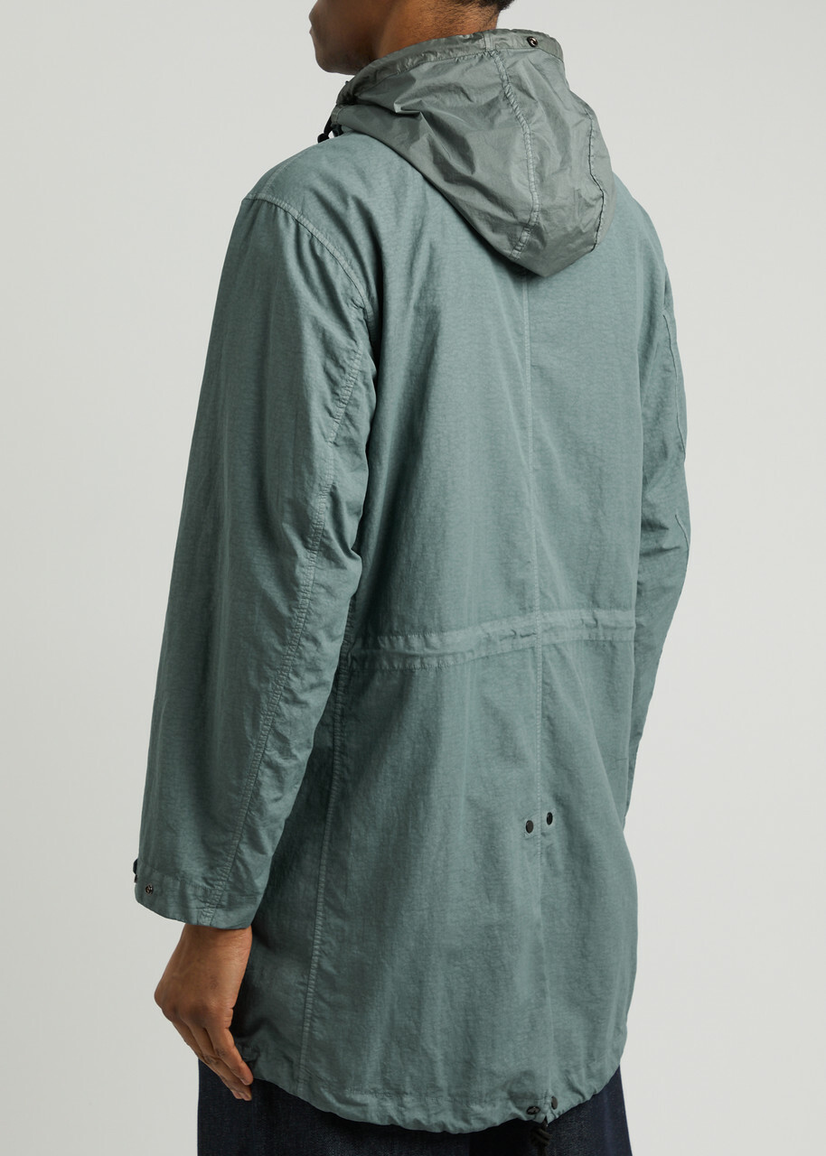 C.P. Company Goggle Hooded Coated Nylon Parka Blue