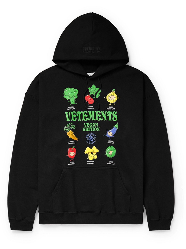 Photo: VETEMENTS - Printed Cotton-Blend Jersey Hoodie - Black