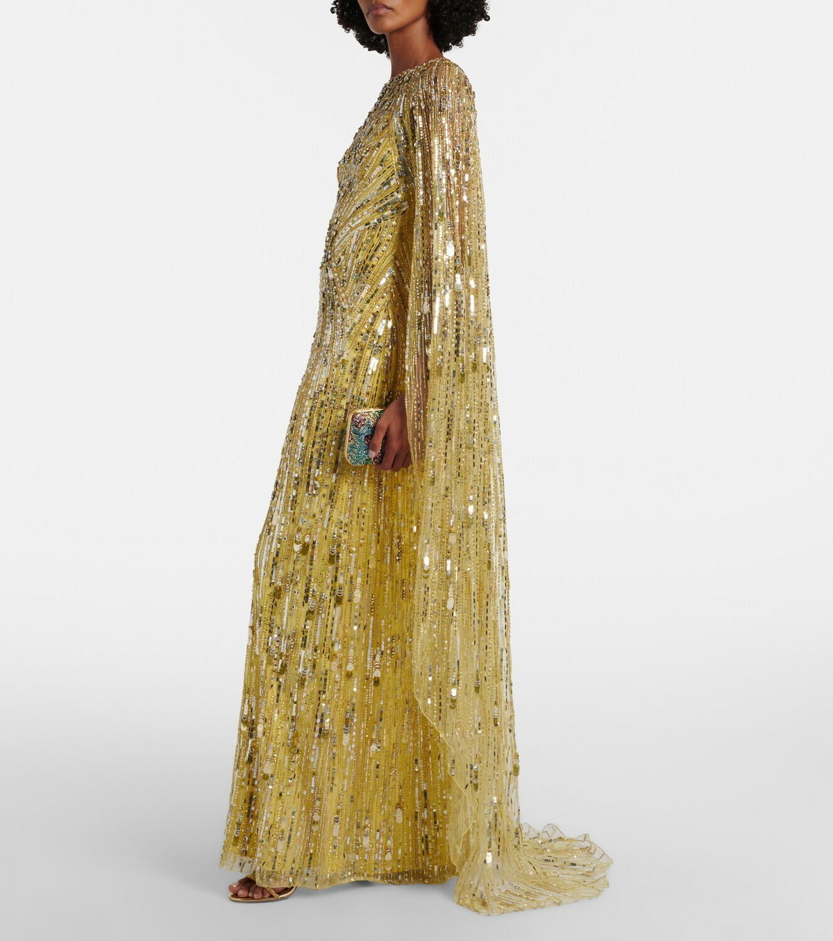 Jenny Packham Elio embellished caped gown