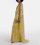 Jenny Packham Elio embellished caped gown