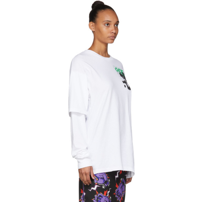 Off White White Spray Blurred Long Sleeve T Shirt Off White