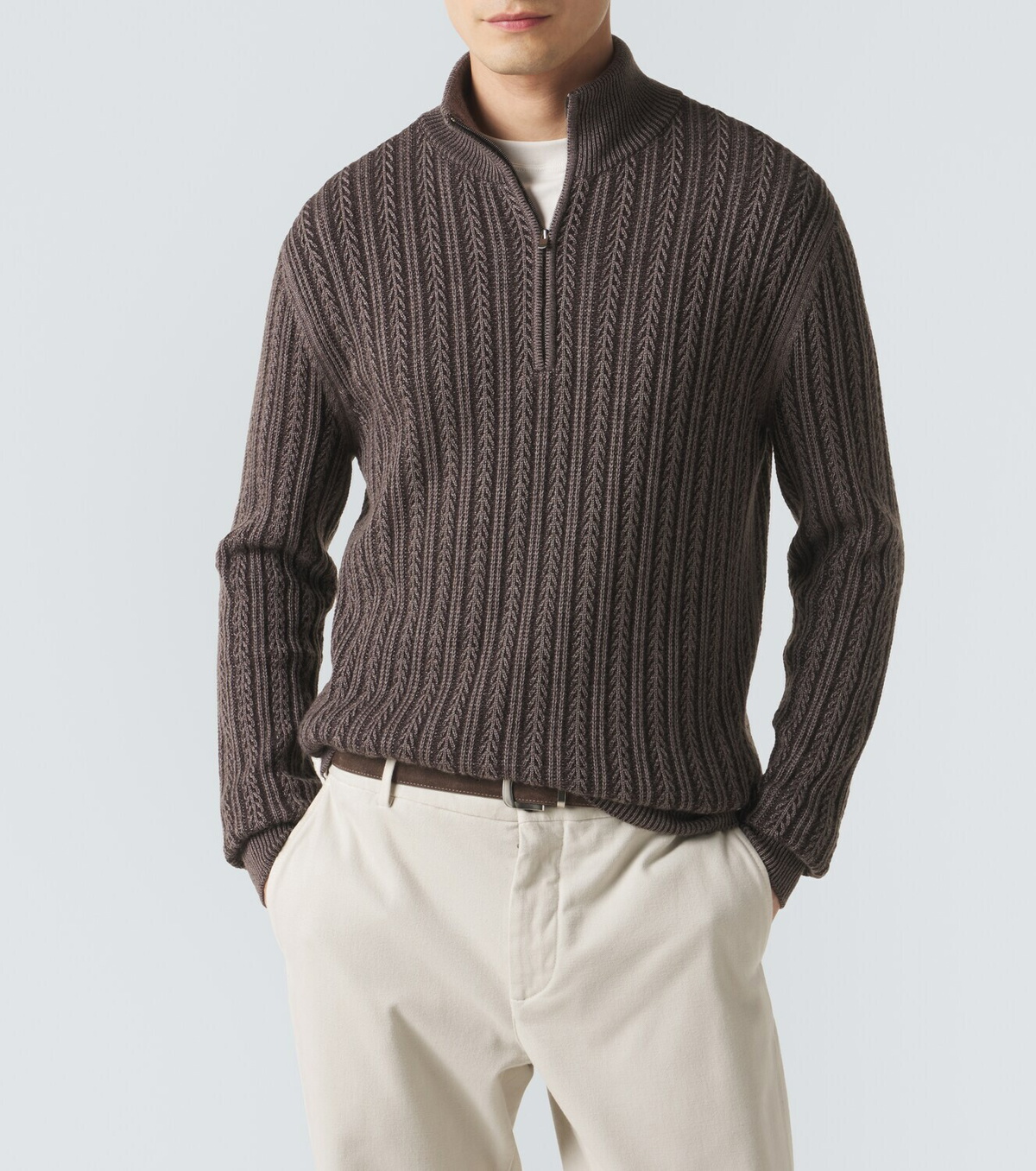 Agnona Cashmere, wool, and silk half-zip sweater