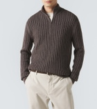 Agnona Cashmere, wool, and silk half-zip sweater