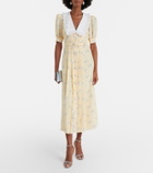 Alessandra Rich Lace-trimmed floral silk shirt dress