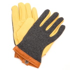 Hestra Men's Deerskin Wool Tricot Gloves in Charcoal/Natural Yellow