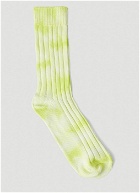Tie Dye Ribbed Crew Socks in Yellow