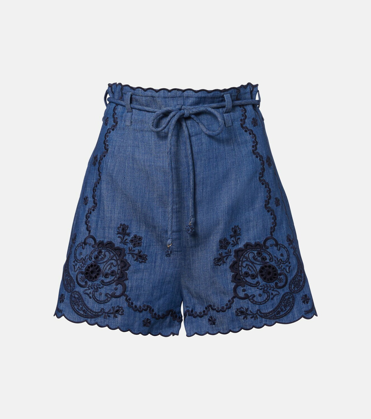 Zimmermann Aster embroidered denim shorts