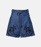 Zimmermann Aster embroidered denim shorts