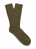 Anderson & Sheppard - Ribbed-Knit Socks - Green